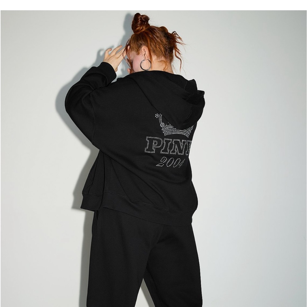 Victoria’s Secret PINK Ivy Fleece Campus bling Full-Zip Hoodie - Picture 4 of 7